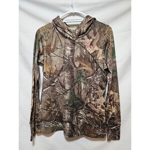 Under Armour Scent Control Realtree Camo‎ Hoodie Fitted Pink Logo LG